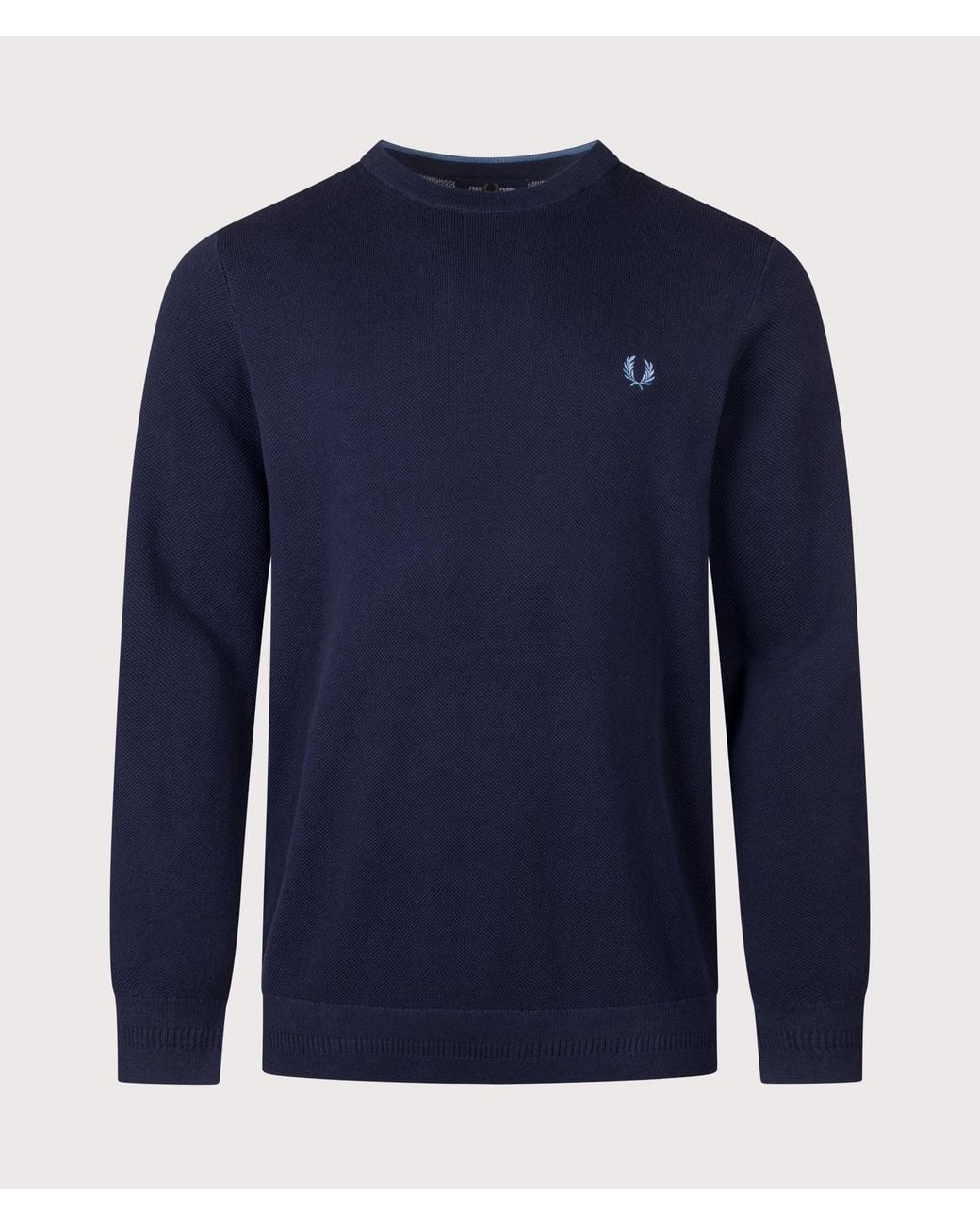 Fred Perry Blue Regular Fit Piqué Stitch Jumper for men