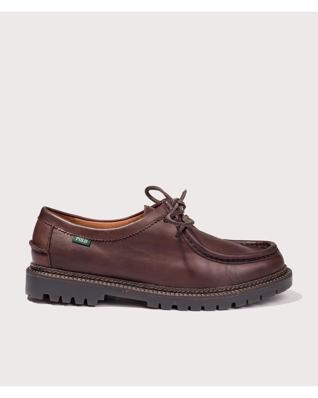 Polo Ralph Lauren Brown Jett Lug-Sole Leather Moc-Toe Shoes for men