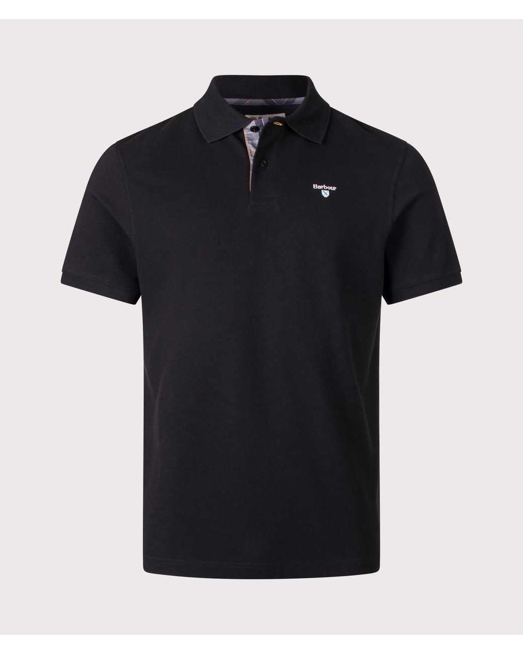 Barbour Blue Tartan Piqué Polo Shirt for men