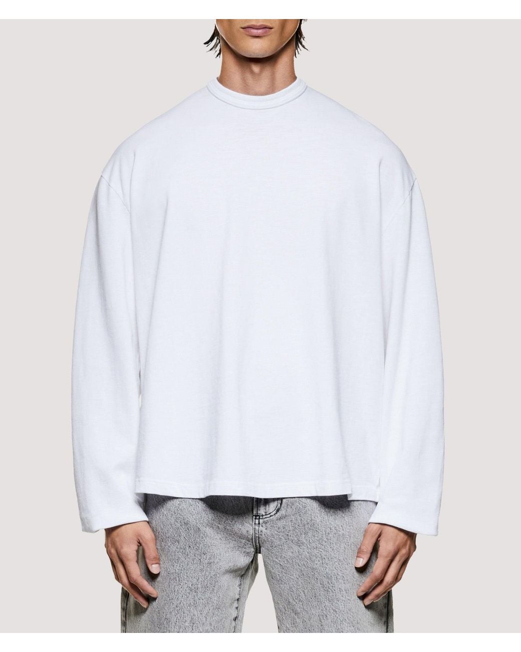MKI Miyuki-Zoku White Relaxed Fit 220 Gsm Slub Long Sleeve T-Shirt for men