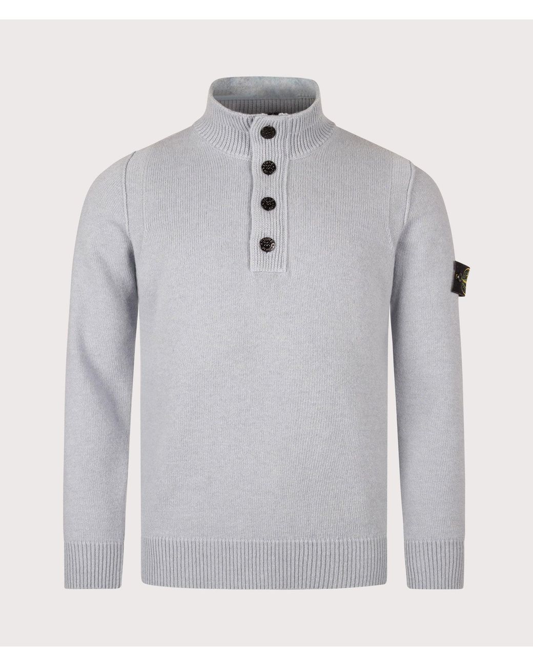 Stone Island Gray Lambswool Button Up Jumper for men