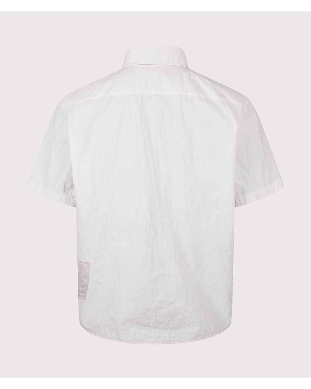 C P Company White Garment Dyed Tactel Short Sleeve Shirt for men