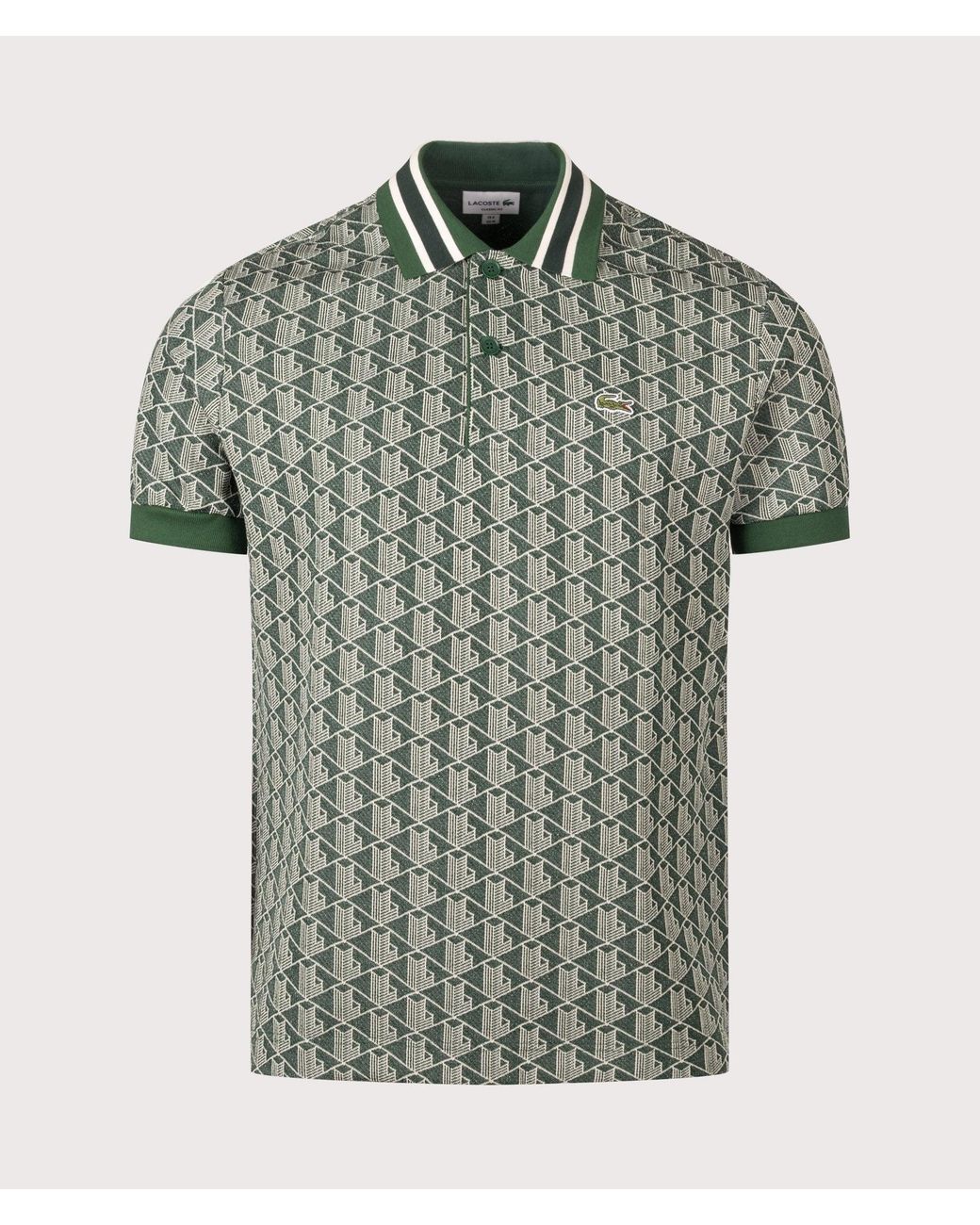 Lacoste Green Regular Fit Monogram Jacquard Polo Shirt for men