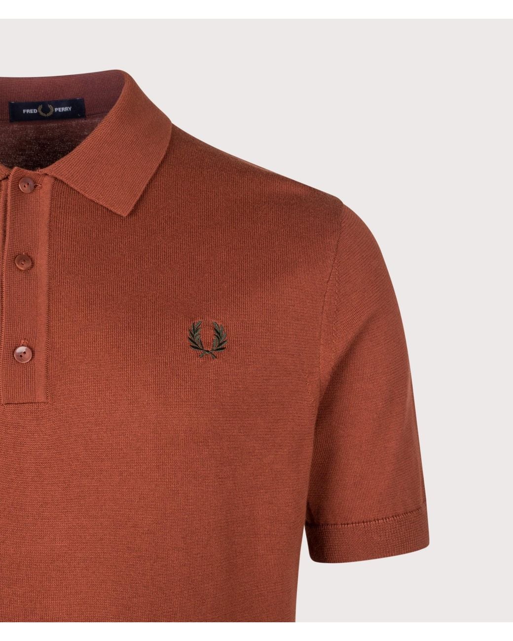 Fred Perry Red Regular Fit Supima Cotton Knitted Polo Shirt for men