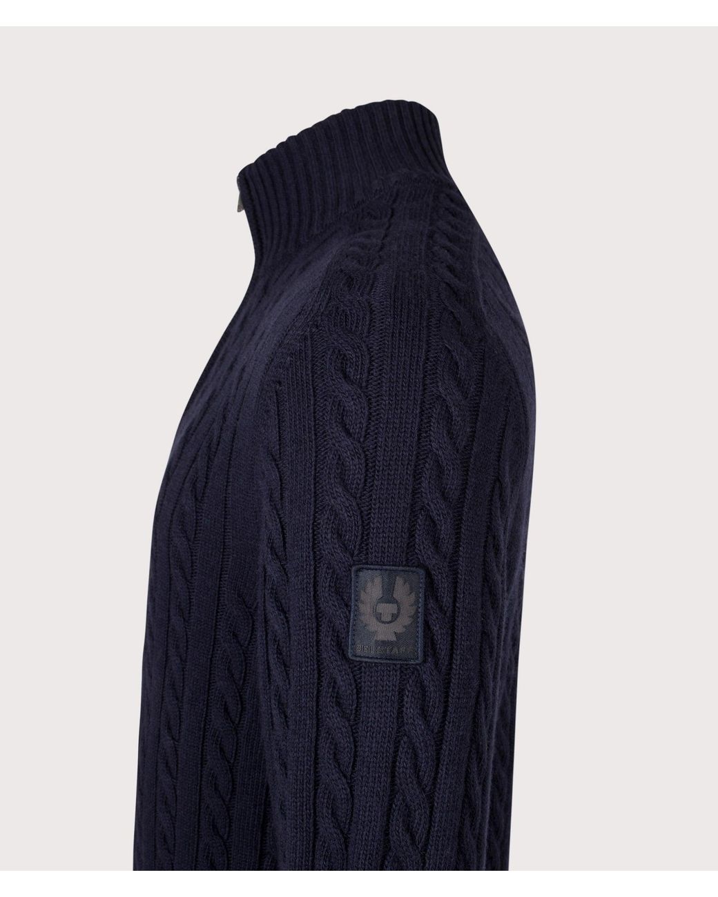 Belstaff Blue Regular Fit Westport Quarter Zip Jumper for men