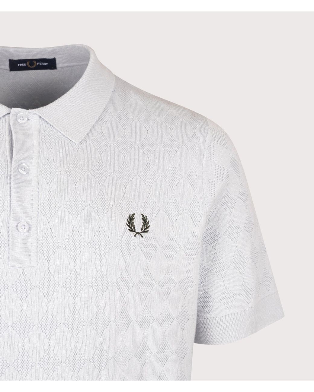 Fred Perry White Regular Fit Pointelle Knitted Polo Shirt for men