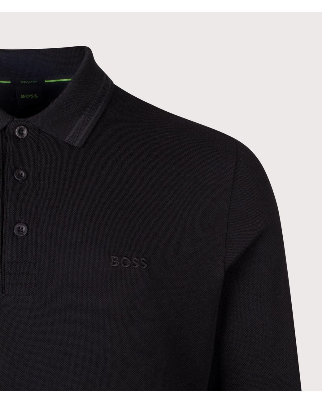 Boss Blue Regular Fit Plisy Long Sleeve Polo Shirt for men