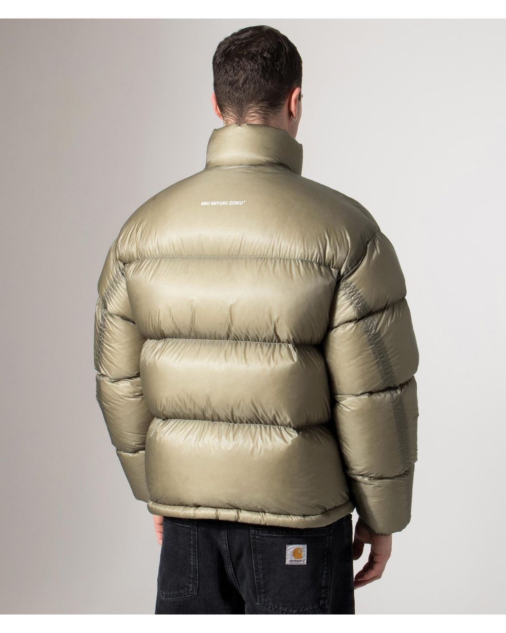 MKI Miyuki-Zoku Green Translucent Funnel Neck Bubble Jacket for men