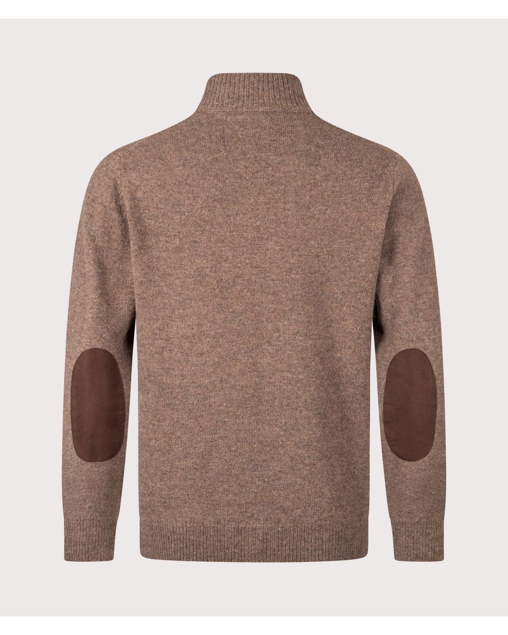 Barbour Brown Essential Patch Zip Through Knitted Jumper for men