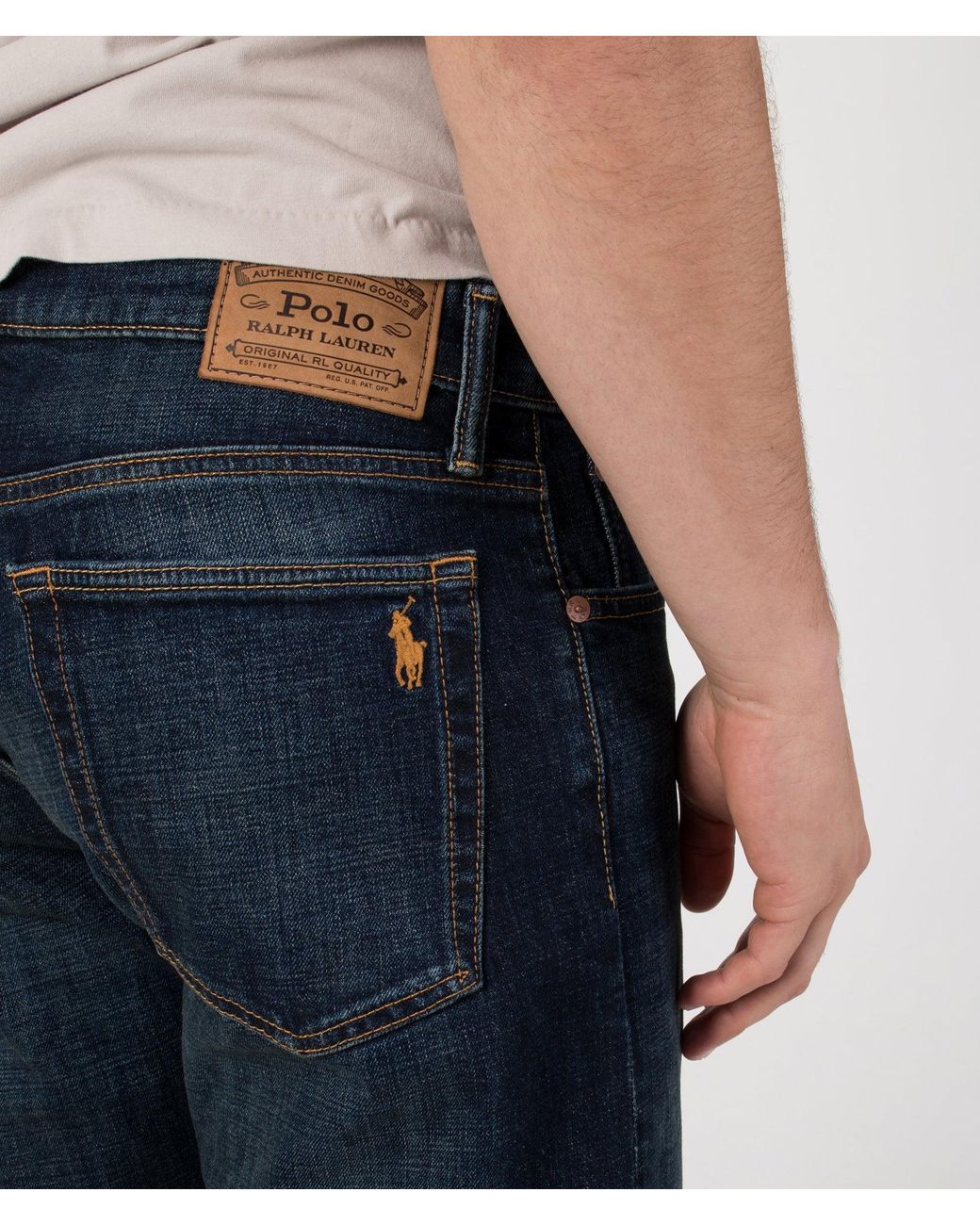 Polo Ralph Lauren Blue Hampton Relaxed Straight Stretch Jeans for men