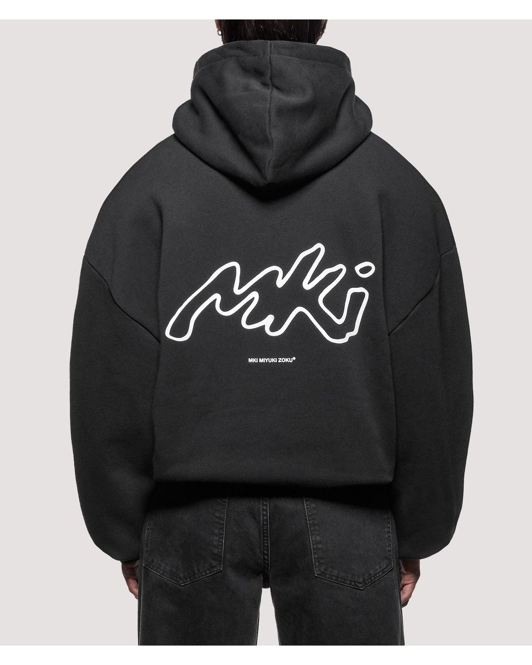 MKI Miyuki-Zoku Blue Oversized Box Fit Ink Line Hoodie for men
