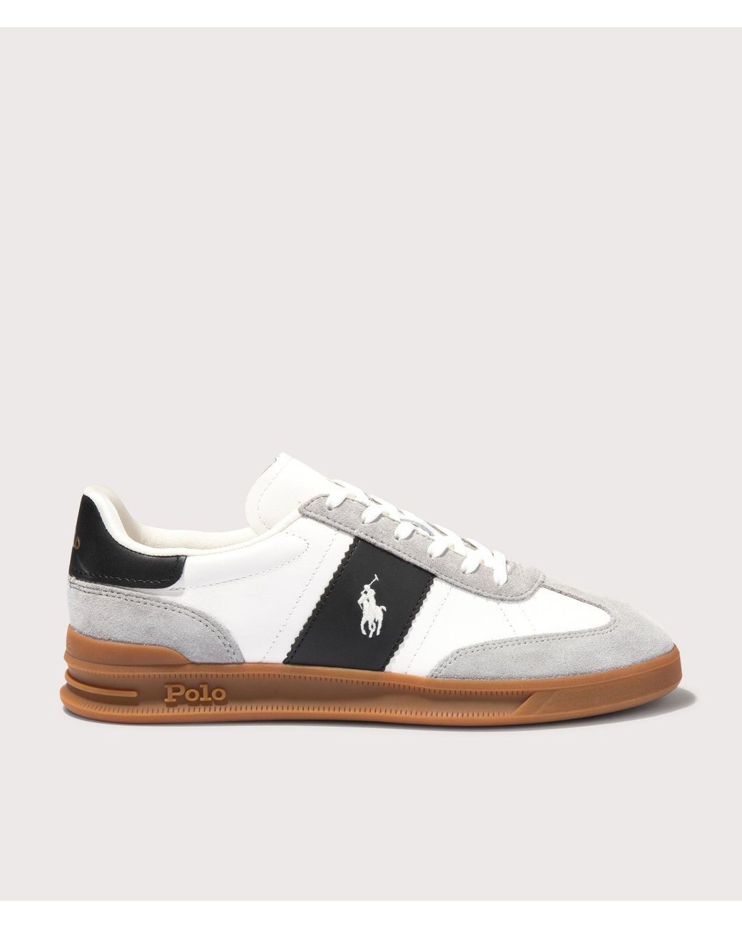 Polo Ralph Lauren Gray Heritage Aera Leather Suede Sneakers for men