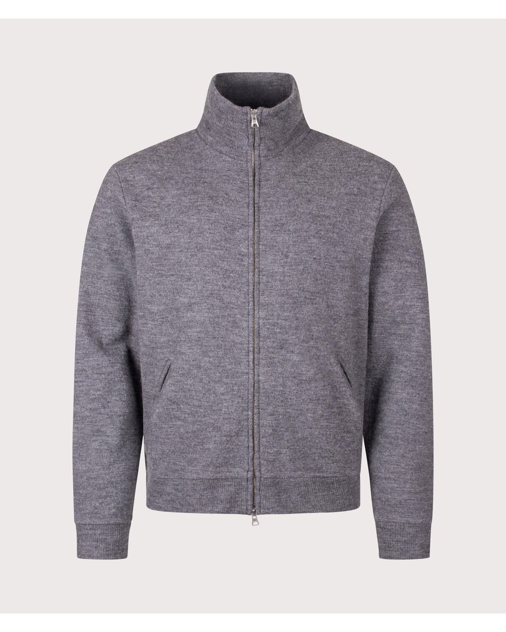 NN07 Gray Boiled Zip Through Knit Jumper for men
