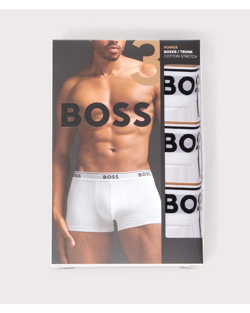 Boss White 3 Pack Regular Fit Power Trunks for men