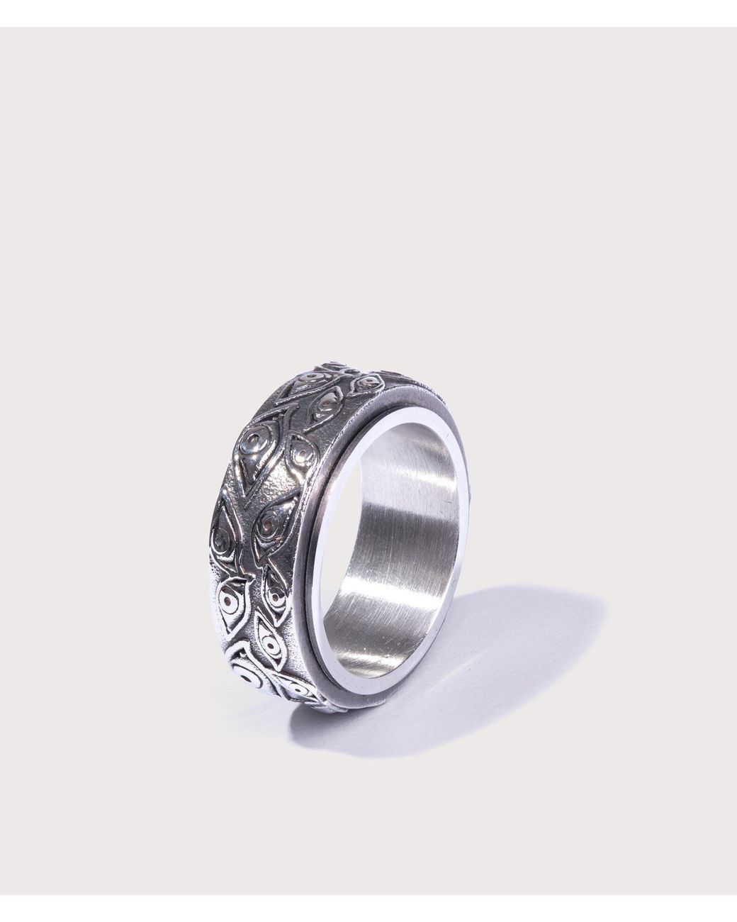 Mysterious Jeweller White Stainless Steel Spinner Ring for men