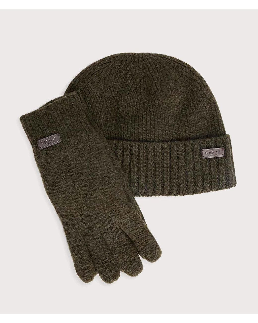 Barbour Green Carlton Beanie &Amp; Gloves Gift Set for men