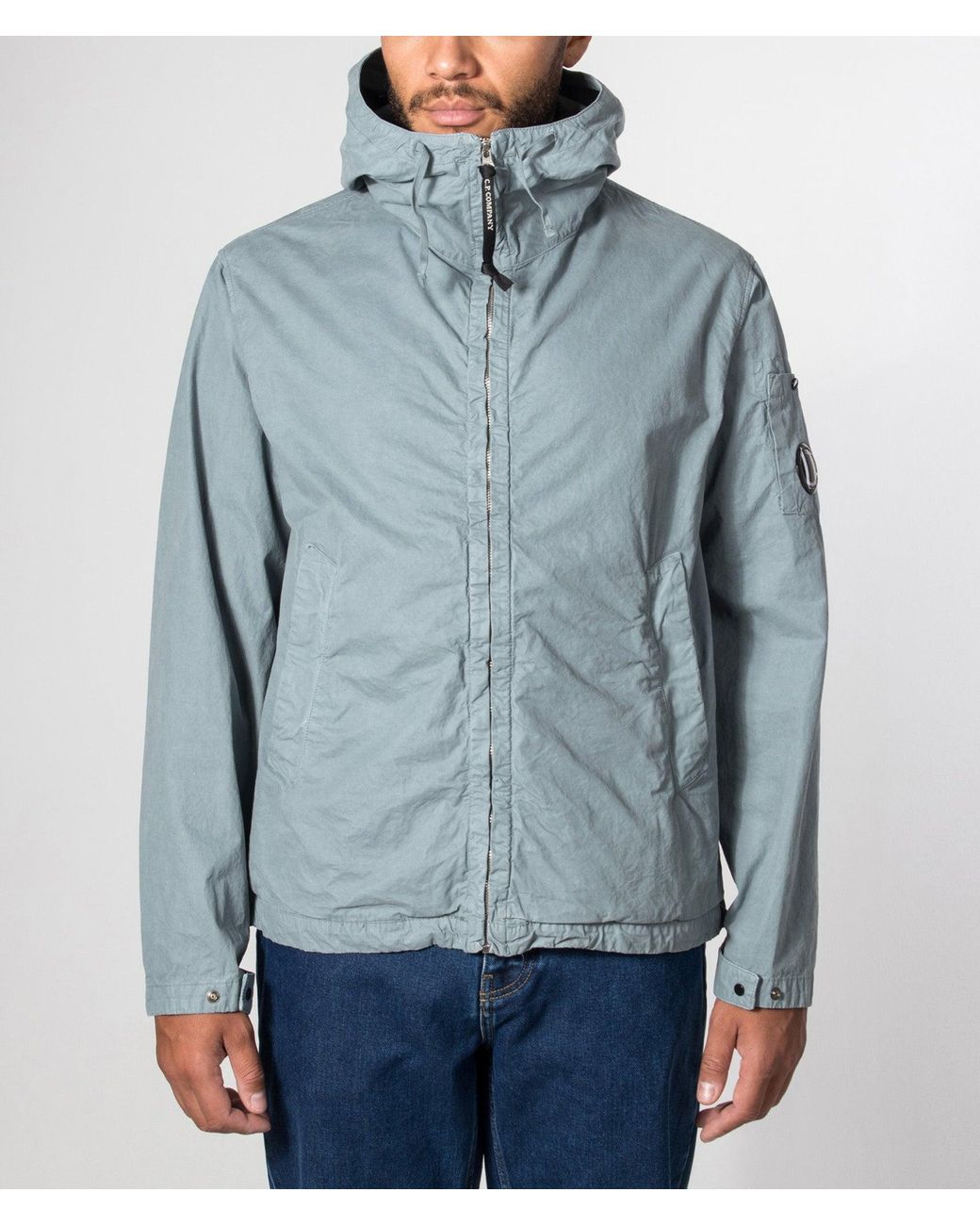 C P Company Blue Micro-Reps Hooded Lens Jacket for men
