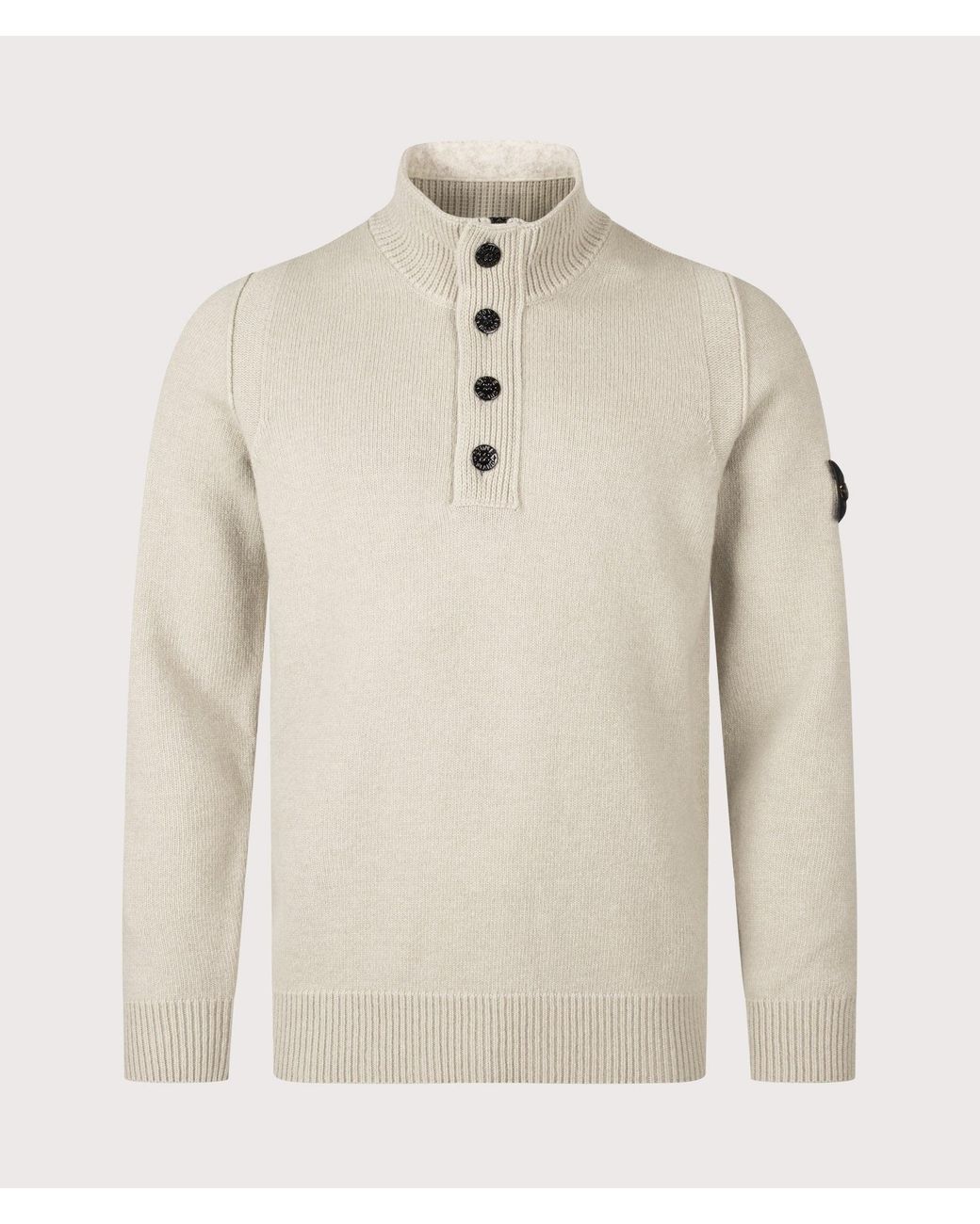 Stone Island Natural Lambswool Button Up Jumper for men