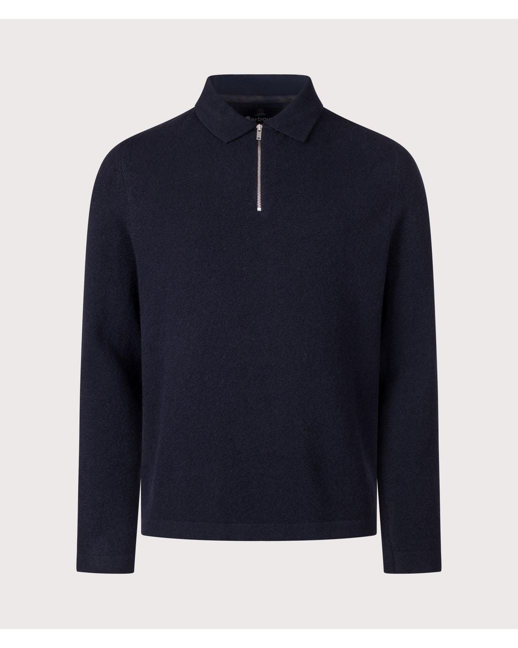 Barbour Blue Bearsted Knitted Quarter Zip Polo Shirt for men