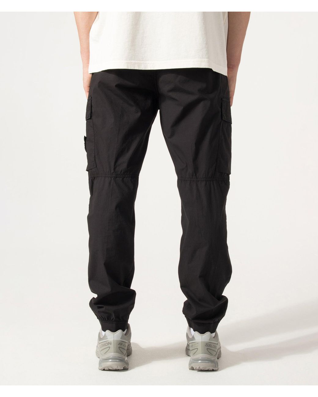 Stone Island Black Regular Tapered Fit Cargo Pants for men