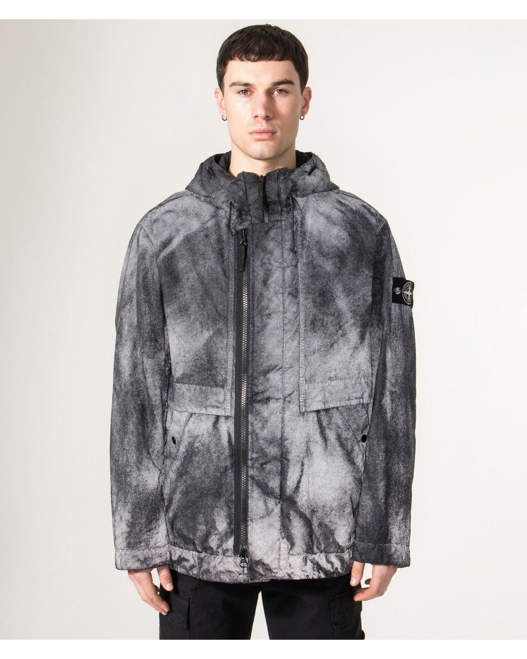 Stone Island Gray Relaxed Fit Dense Nylon-Tc Hand Sprayed Reflective Jacket for men
