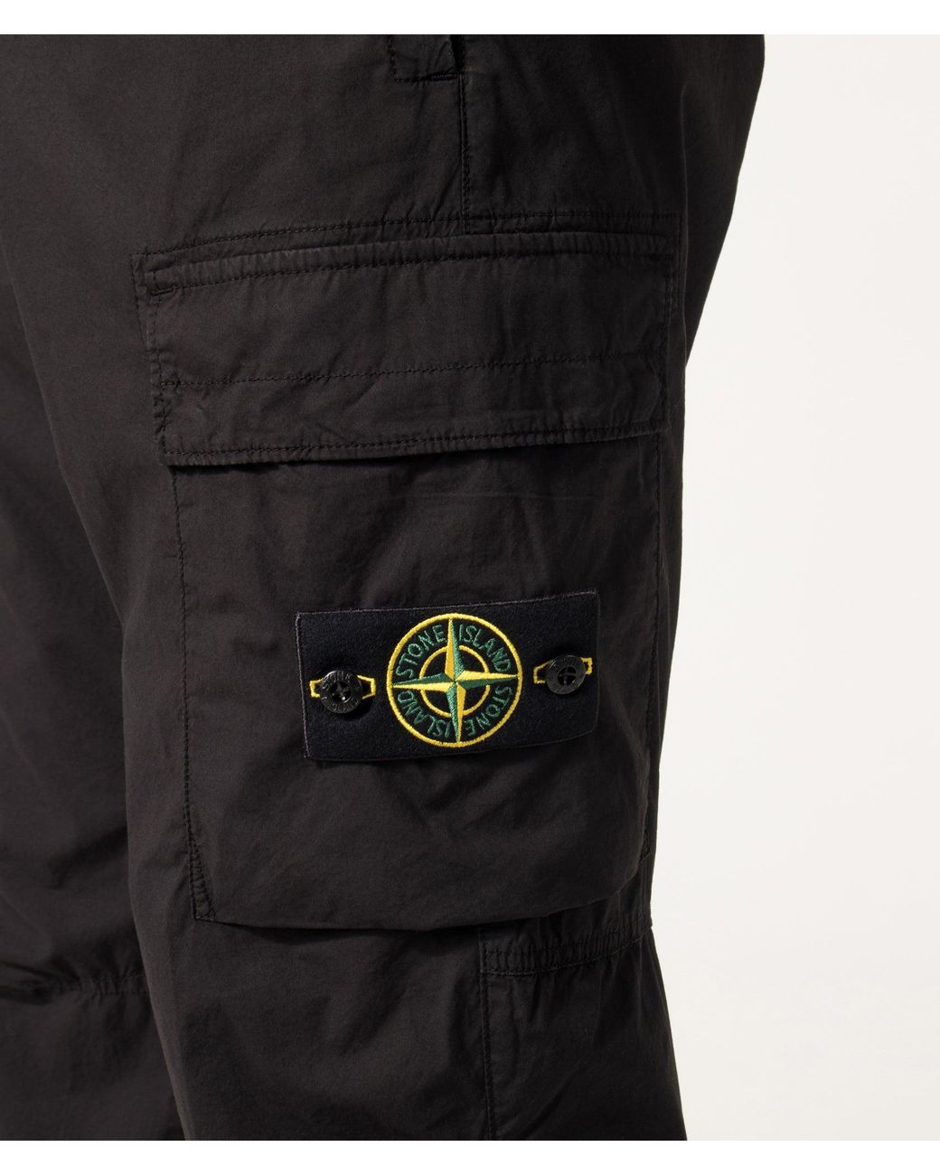 Stone Island Black Regular Tapered Fit Cargo Pants for men