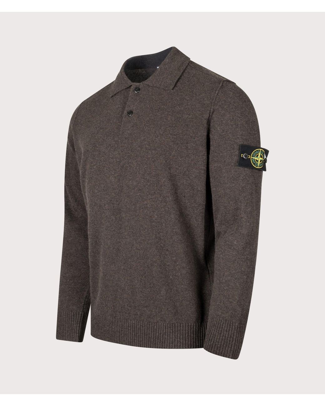 Stone Island Gray Loose Fit Light Rws Geelong Wool Polo Collar Jumper for men