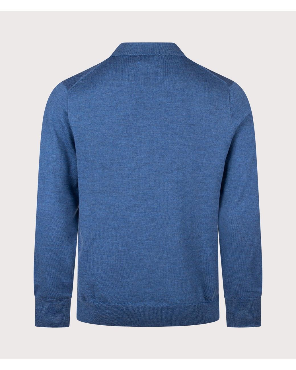 Polo Ralph Lauren Blue Regular Fit Knitted Long Sleeve Polo Shirt for men
