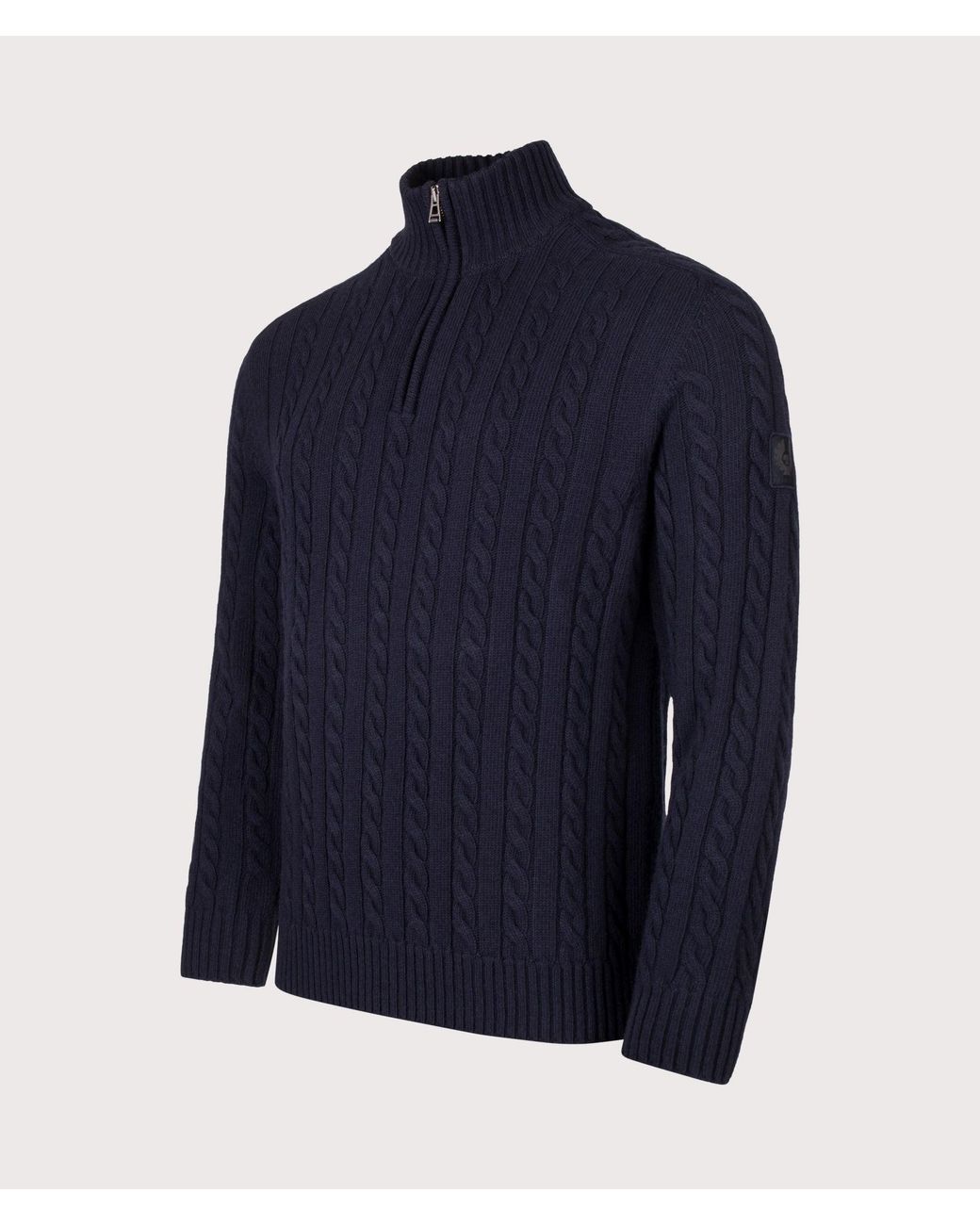 Belstaff Blue Regular Fit Westport Quarter Zip Jumper for men