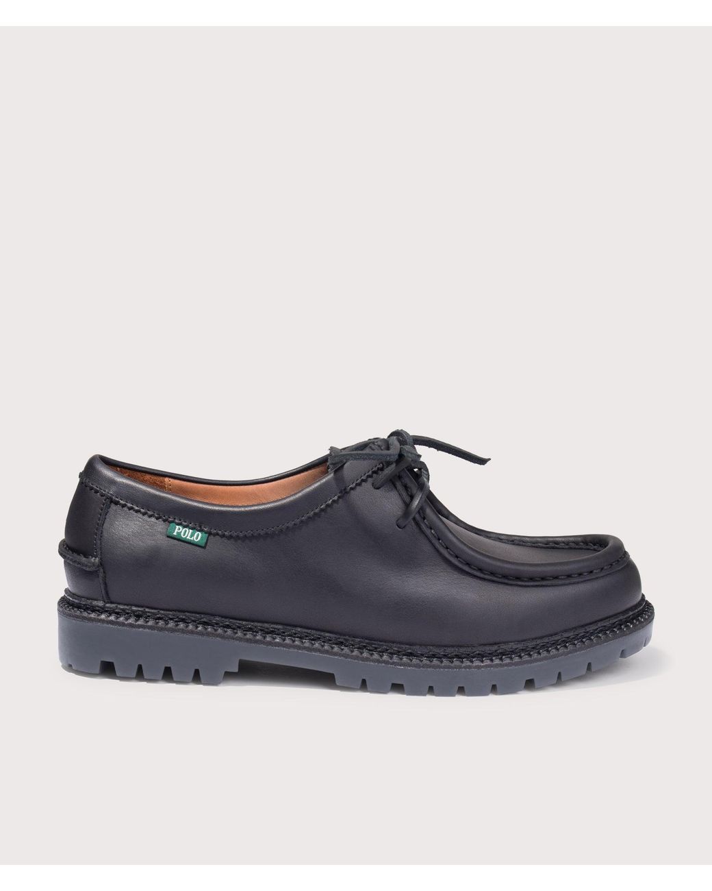 Polo Ralph Lauren Blue Jett Lug-Sole Leather Moc-Toe Shoes for men