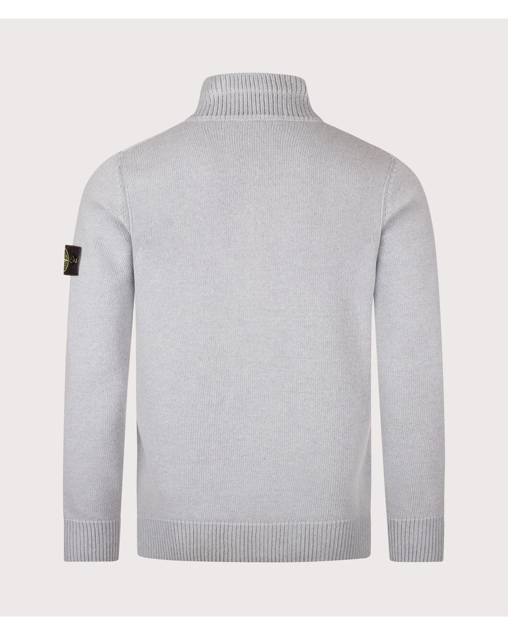 Stone Island Gray Lambswool Button Up Jumper for men