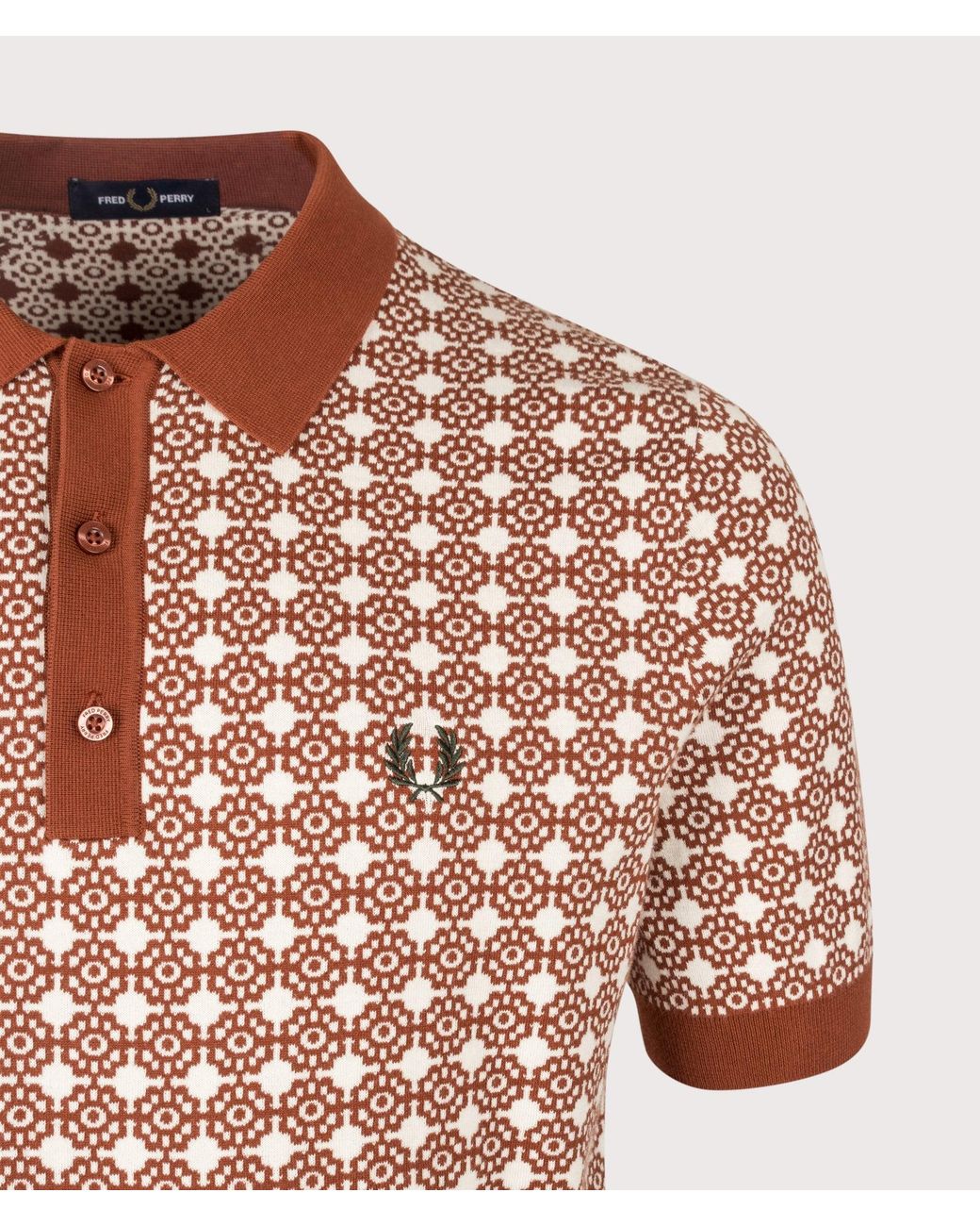 Fred Perry Pink Regular Fit Floral Jacquard Polo Shirt for men