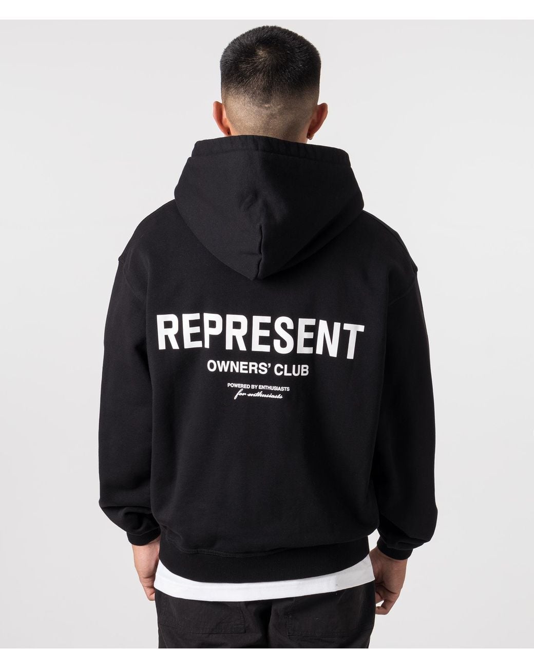 Represent Black Relaxed Fit Owners Club Zip Through Hoodie for men