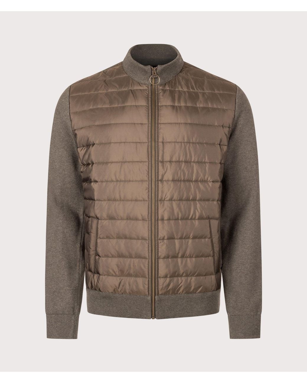 Barbour Brown Tailored Fit Carn Baffle Zip Through Jumper for men