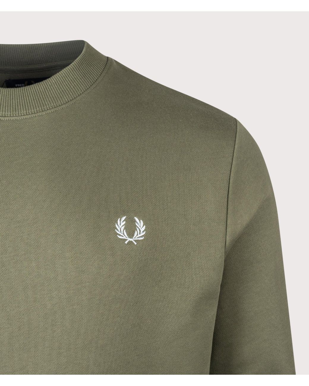Fred Perry Green Regular Fit Crew Neck Sweatshirt for men