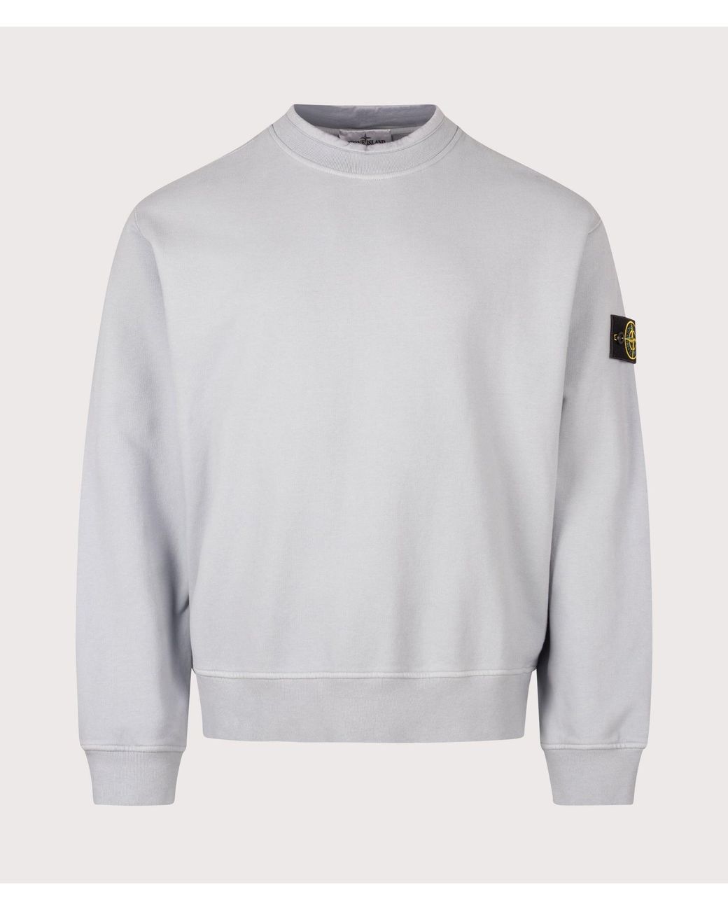 Stone Island Gray Oversized Fit Brushed Organic Cotton Fleece Sweatshirt for men