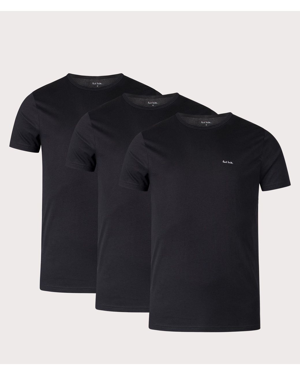 Paul Smith Black Regular Fit 3 Pack Logo Lounge T-Shirts for men