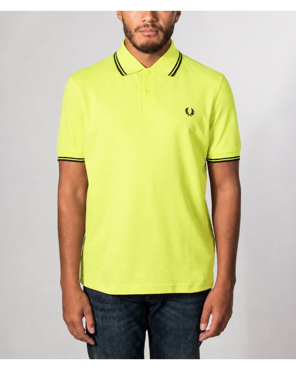 Fred Perry Yellow Regular Fit Twin Tipped Polo Shirt for men