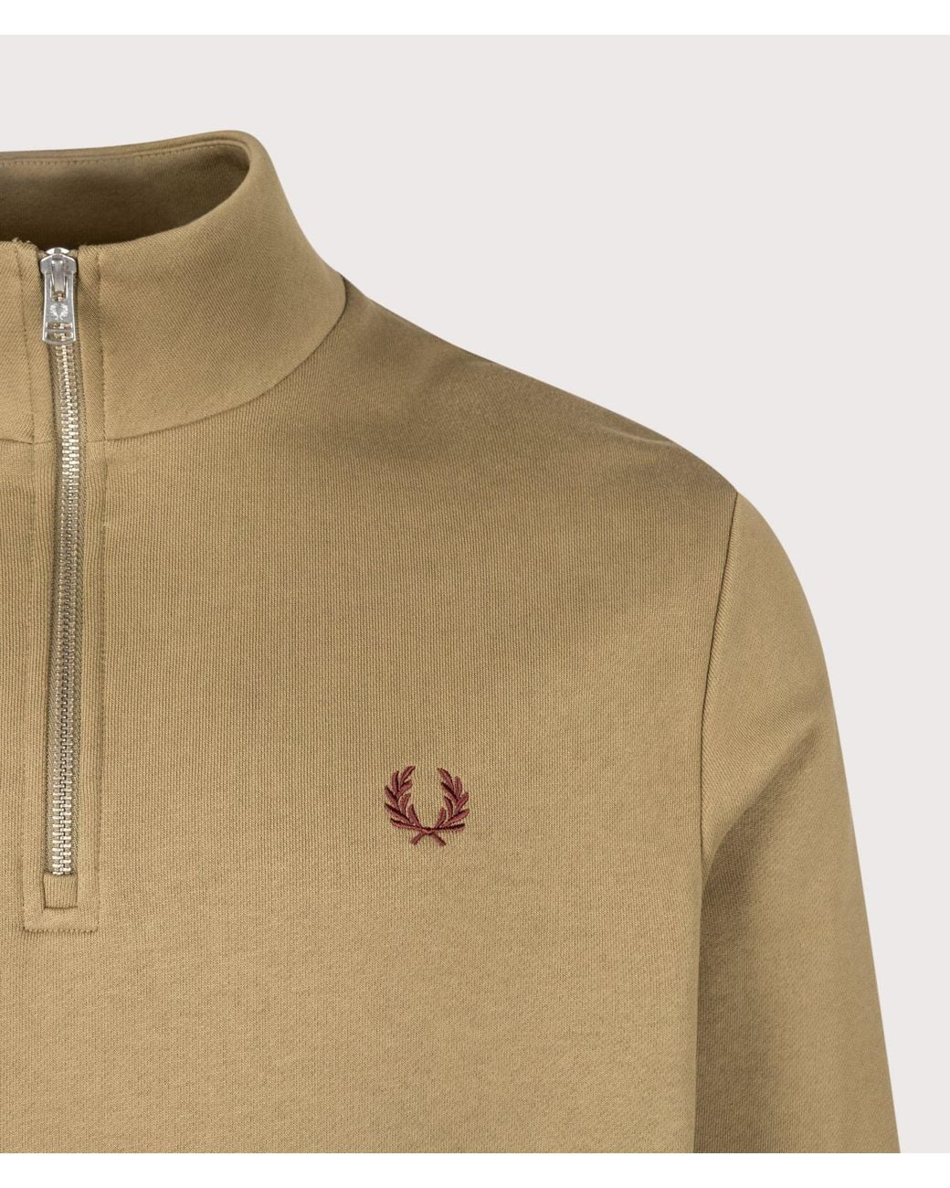 Fred Perry Natural Regular Fit Quarter Zip Sweatshirt for men