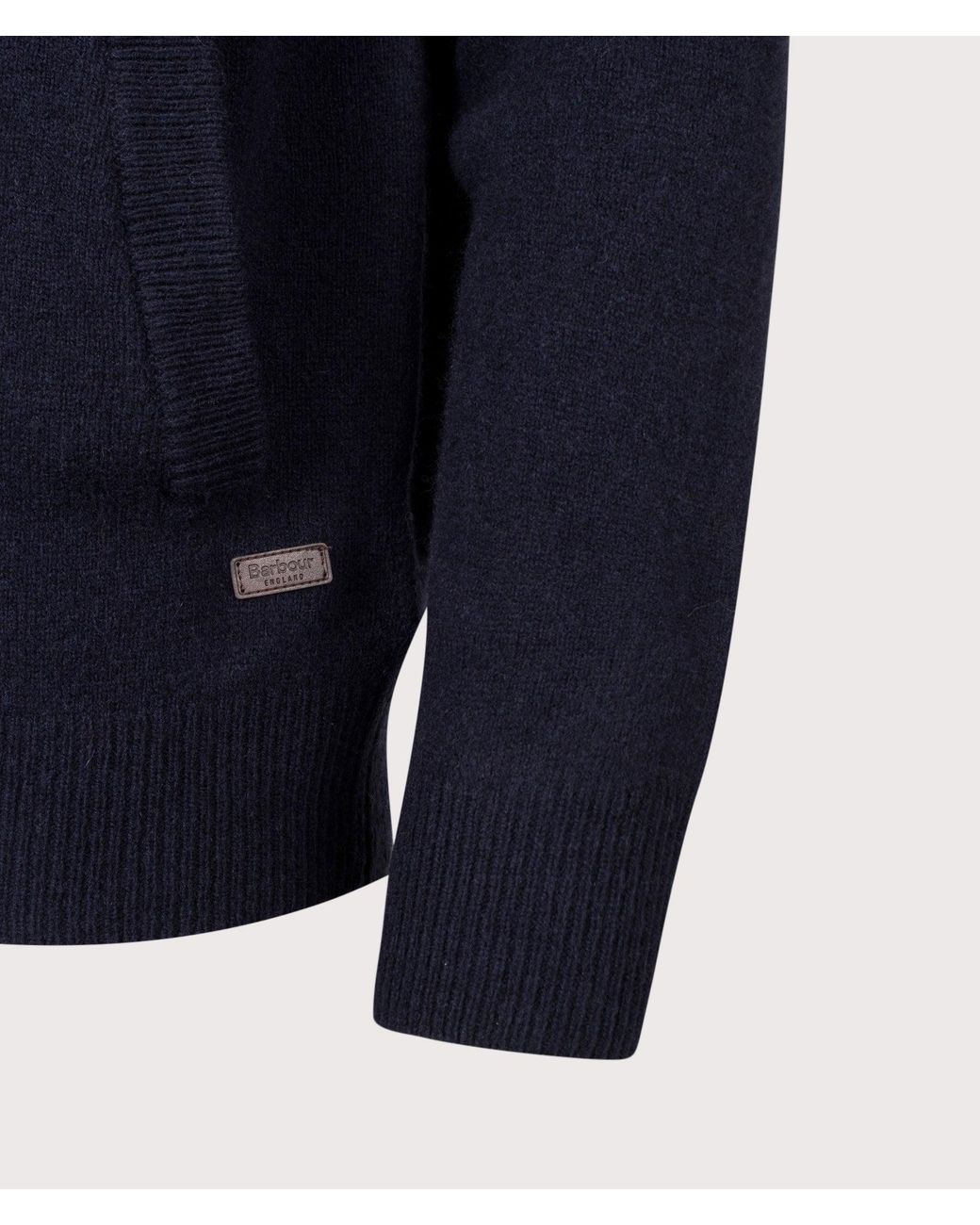 Barbour Blue Essential Patch Zip Through Knitted Jumper for men