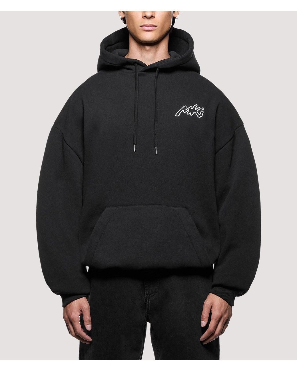 MKI Miyuki-Zoku Blue Oversized Box Fit Ink Line Hoodie for men