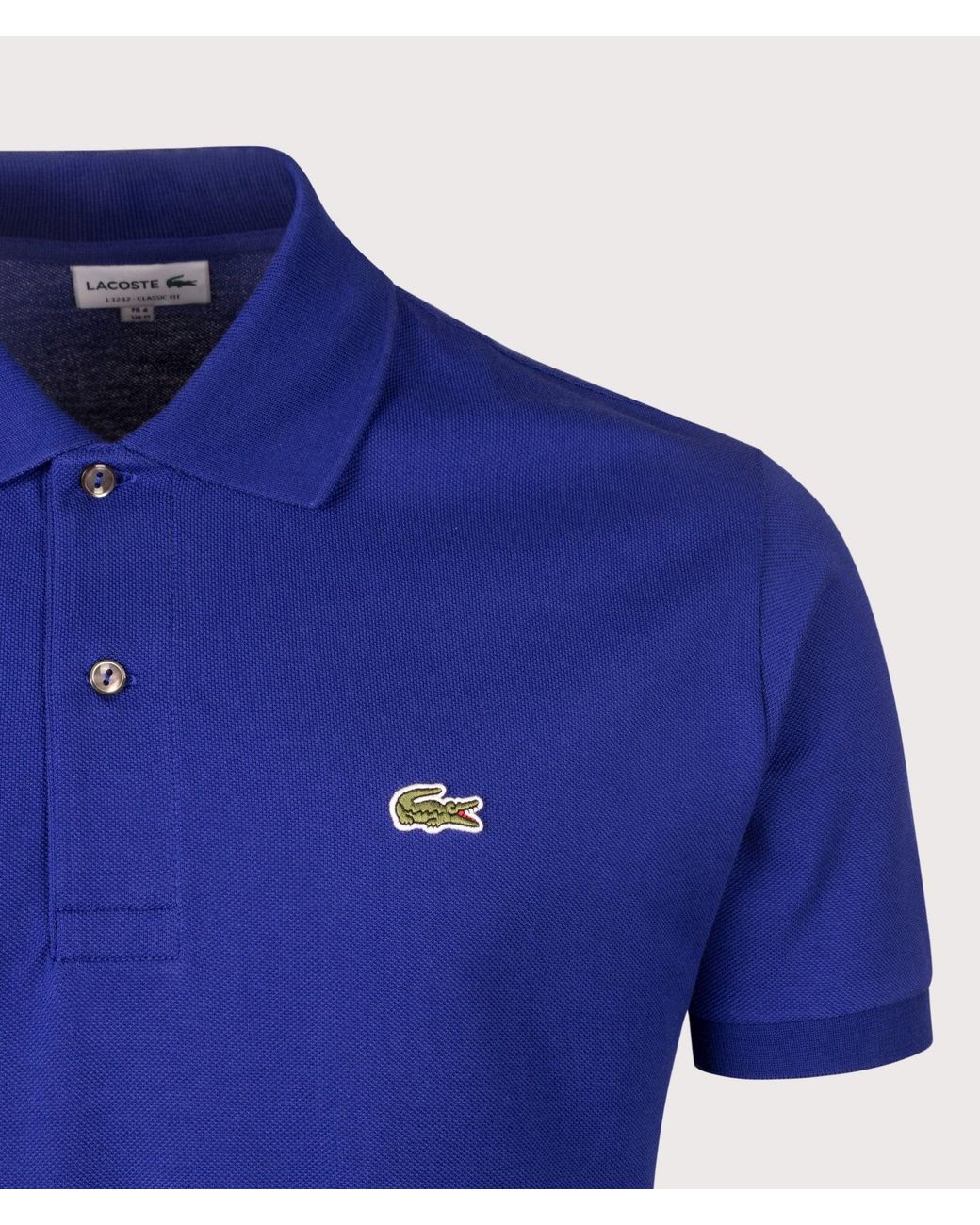 Lacoste Blue Classic Fit L1212 Croc Logo Polo Shirt for men