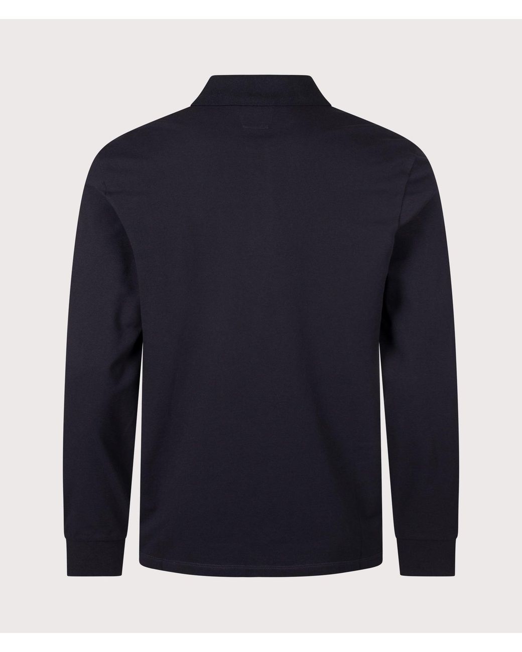 C P Company Blue Long Sleeve Stretch Piquet Logo Polo Shirt for men