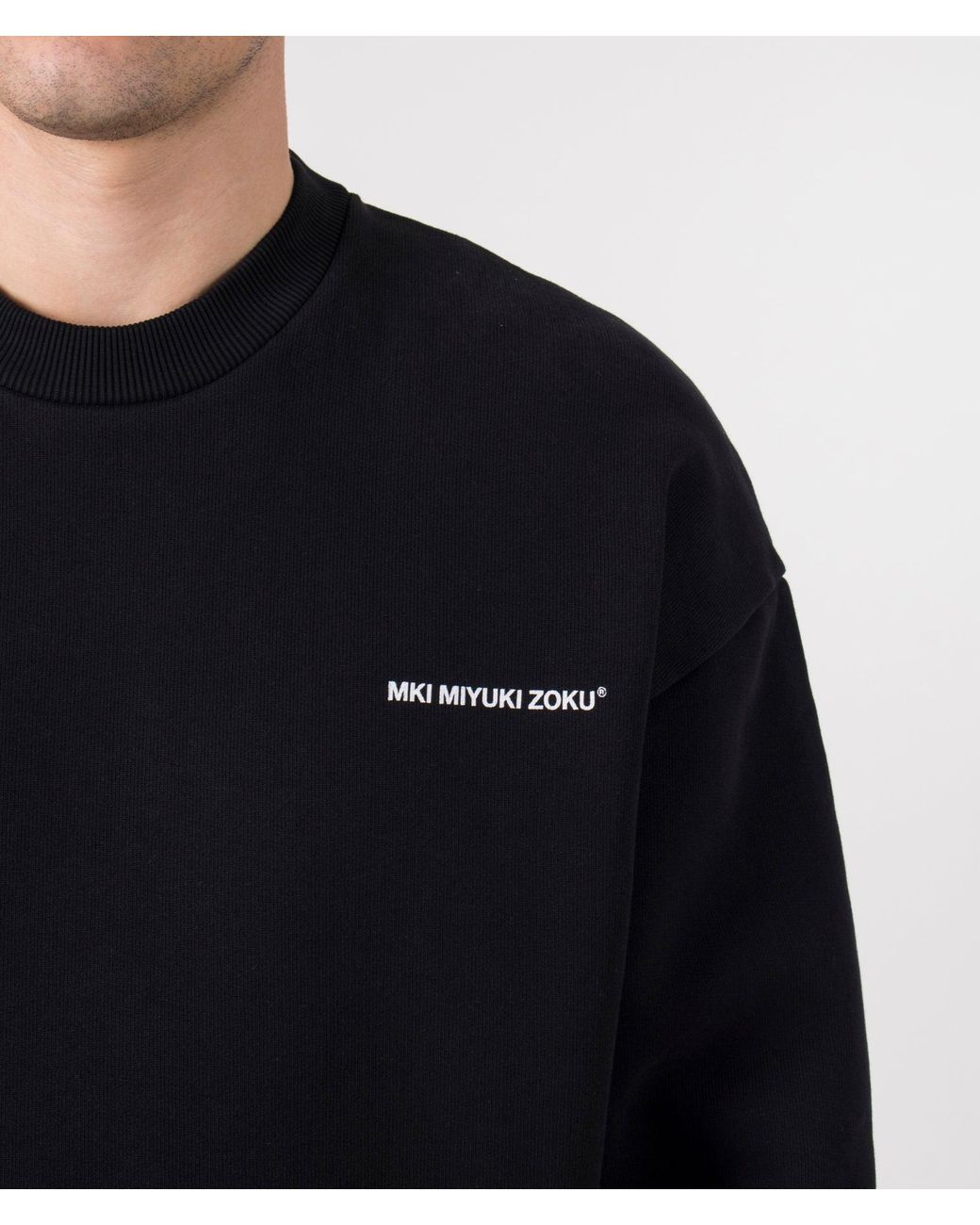 MKI Miyuki-Zoku Black Oversized Uniform Crewneck Sweatshirt for men