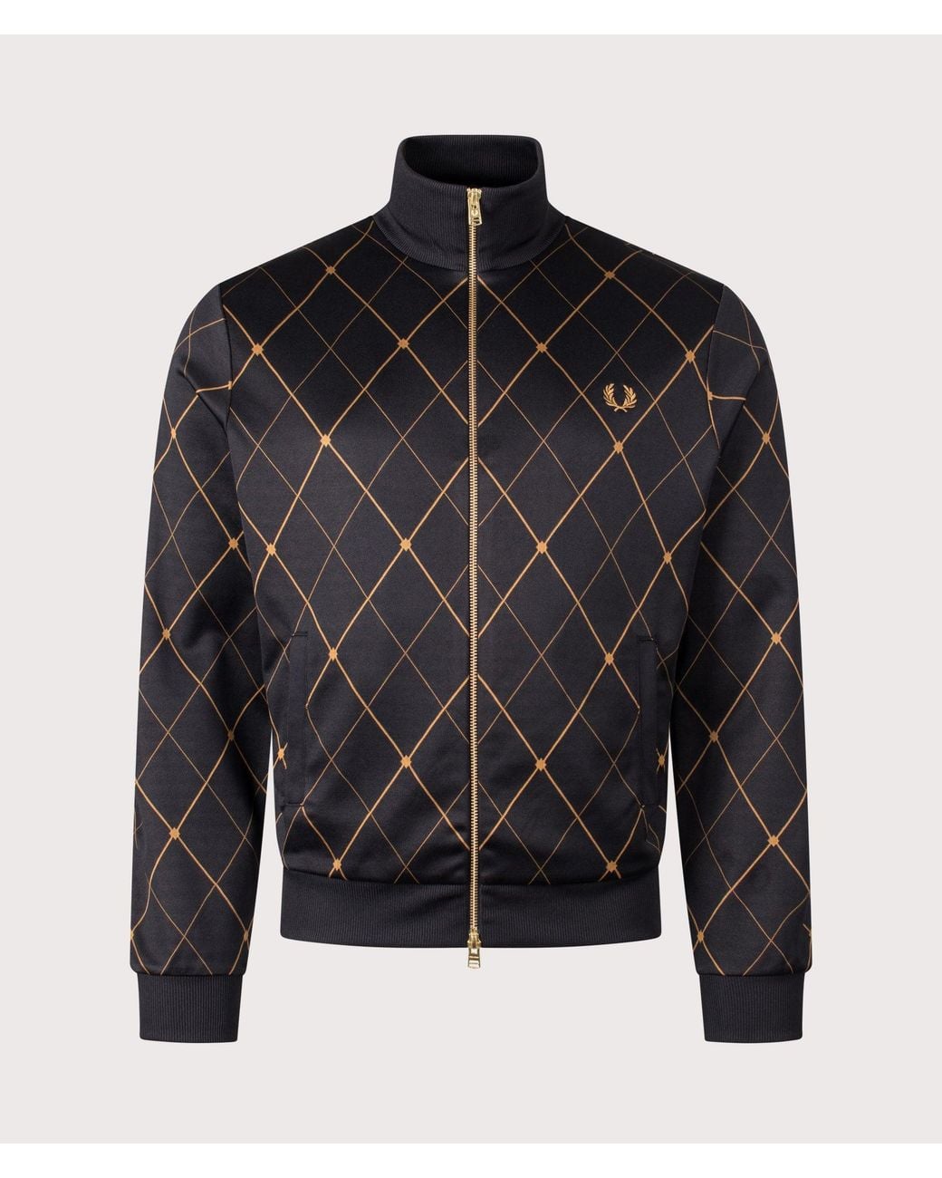Fred Perry Black Regular Fit Argyle Track Jacket for men