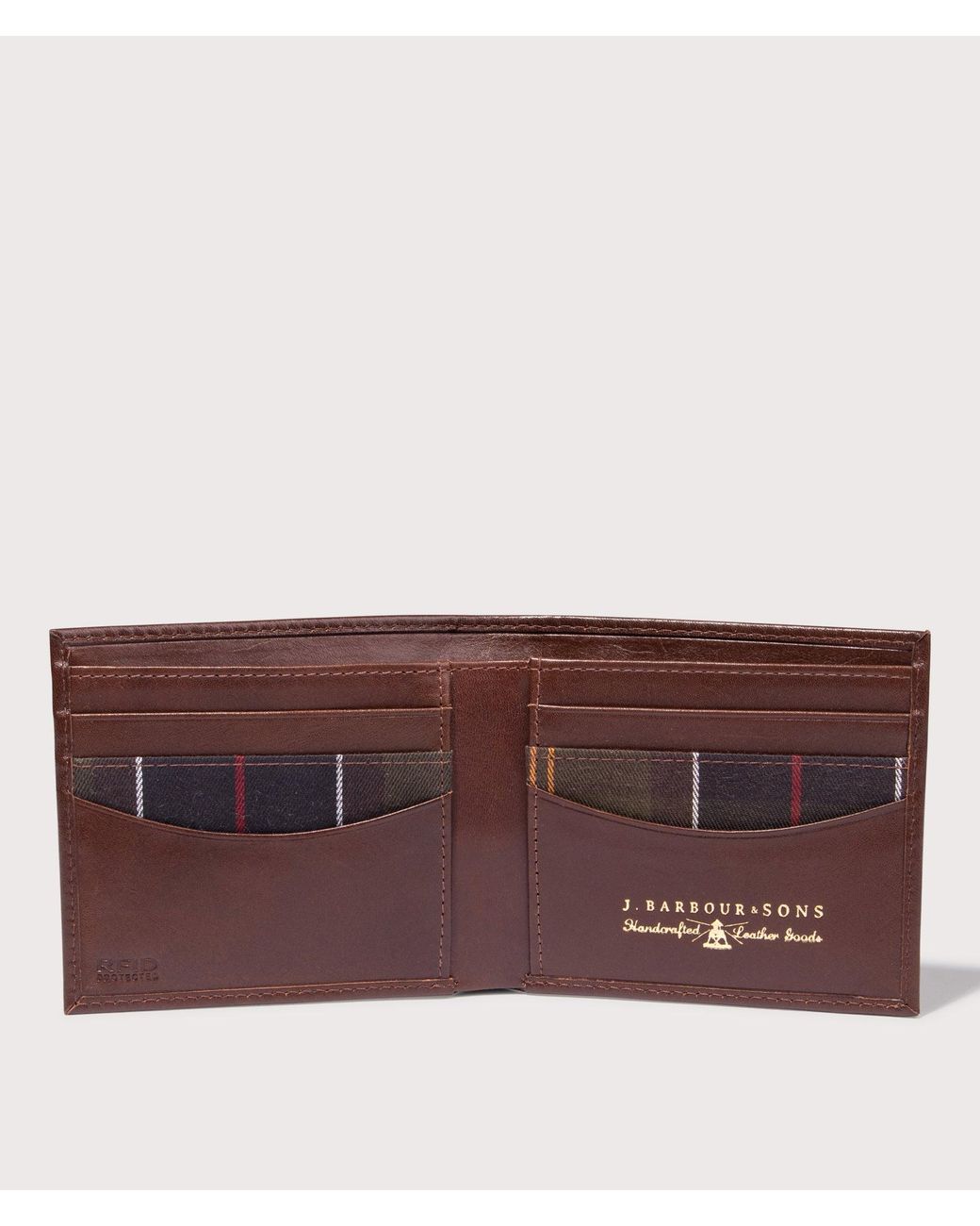 Barbour Brown Colwell Leather Billfold Wallet for men