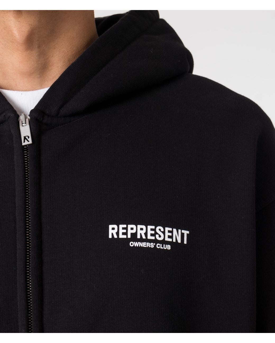 Represent Black Relaxed Fit Owners Club Zip Through Hoodie for men