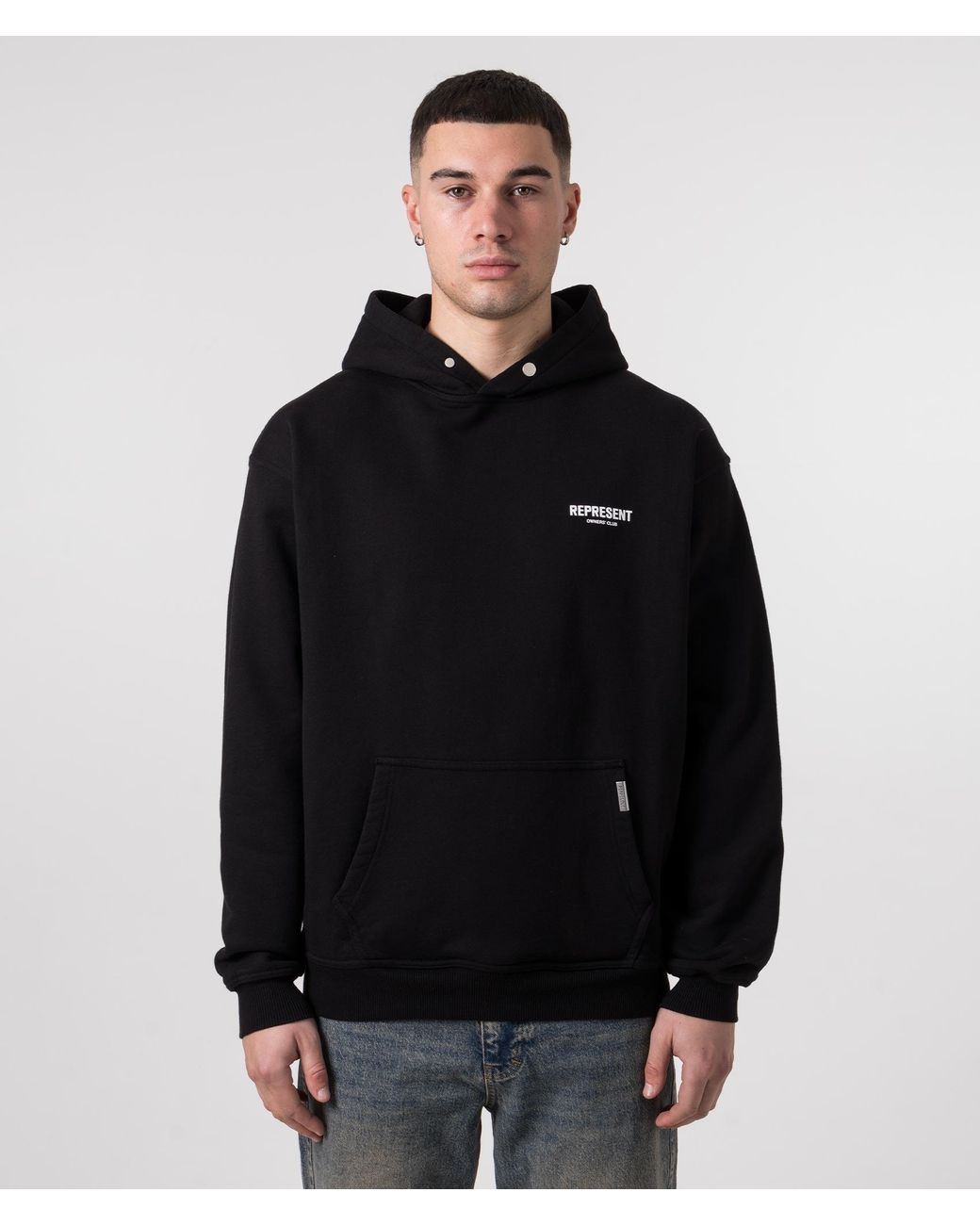 Represent Black Oversized Fit Owners Club Hoodie for men