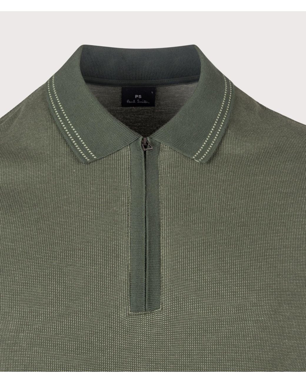 Paul Smith Green Regular Fit Quarter Zip Polo Shirt for men