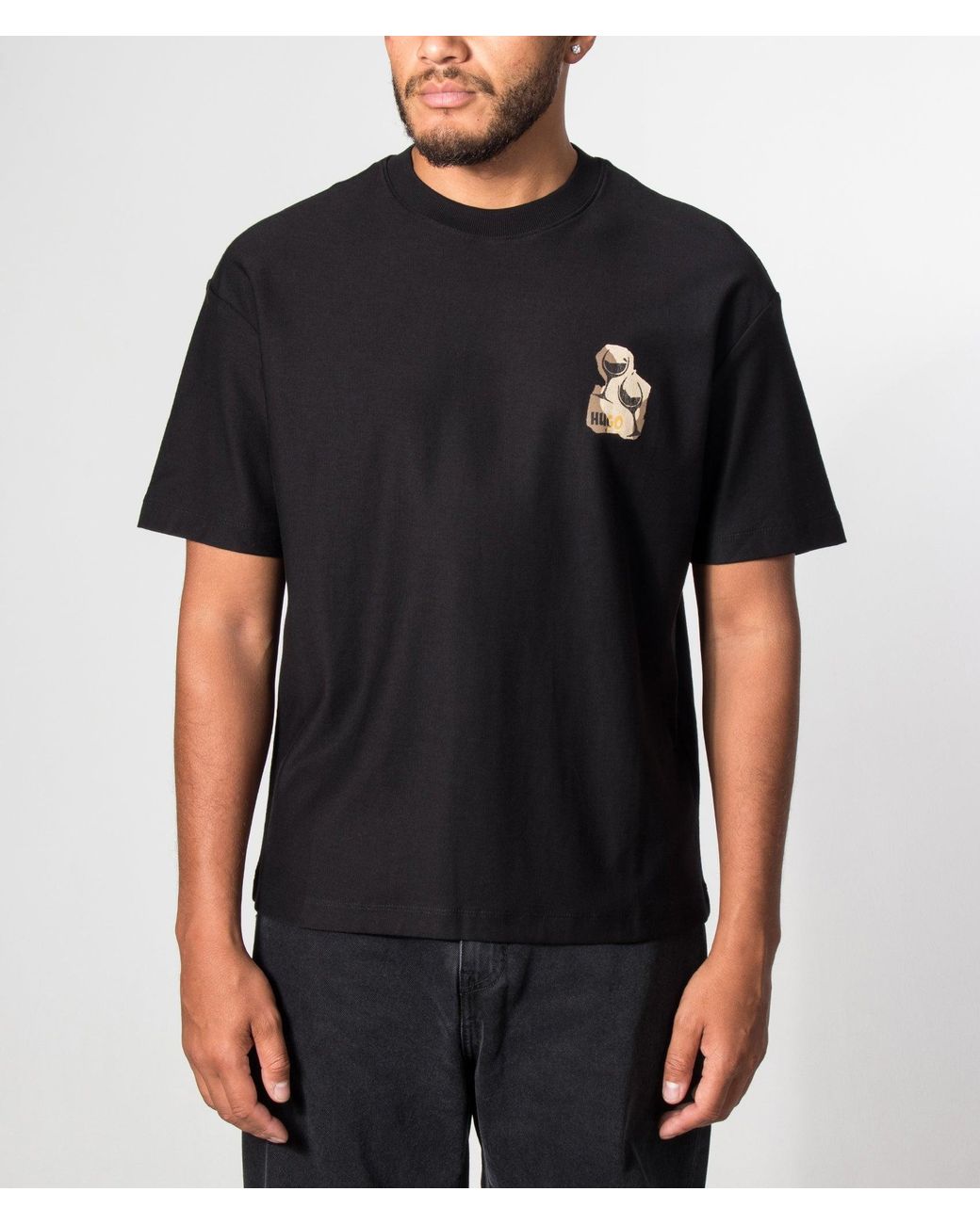 HUGO Black Relaxed Fit Detzi T-Shirt for men